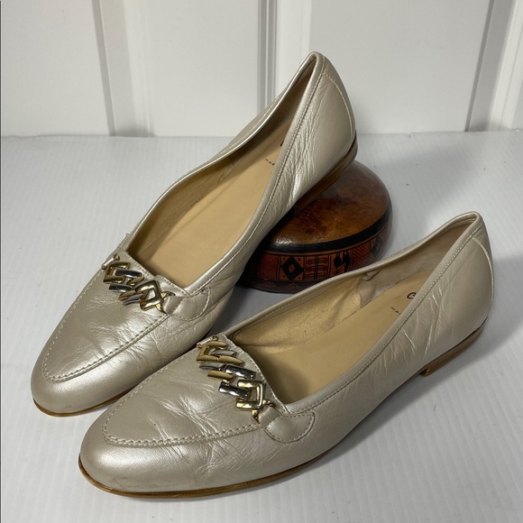 AMALFI by Rangoni OSTE Sand Cream Nappa Loafers Sz 9.5 Leather Italy Embellished - Picture 3 of 12